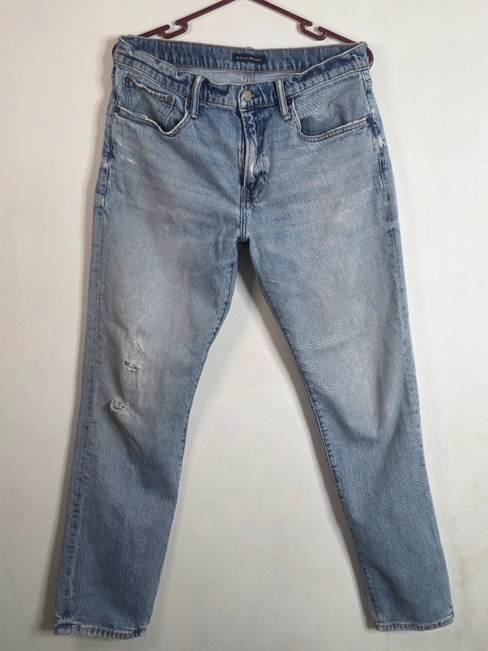 Lucky Brand Men's Size W33 L32 Blue Jeans 223 Straight Distressed